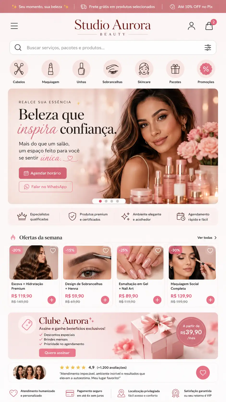 Criação de site para Studio de Beleza