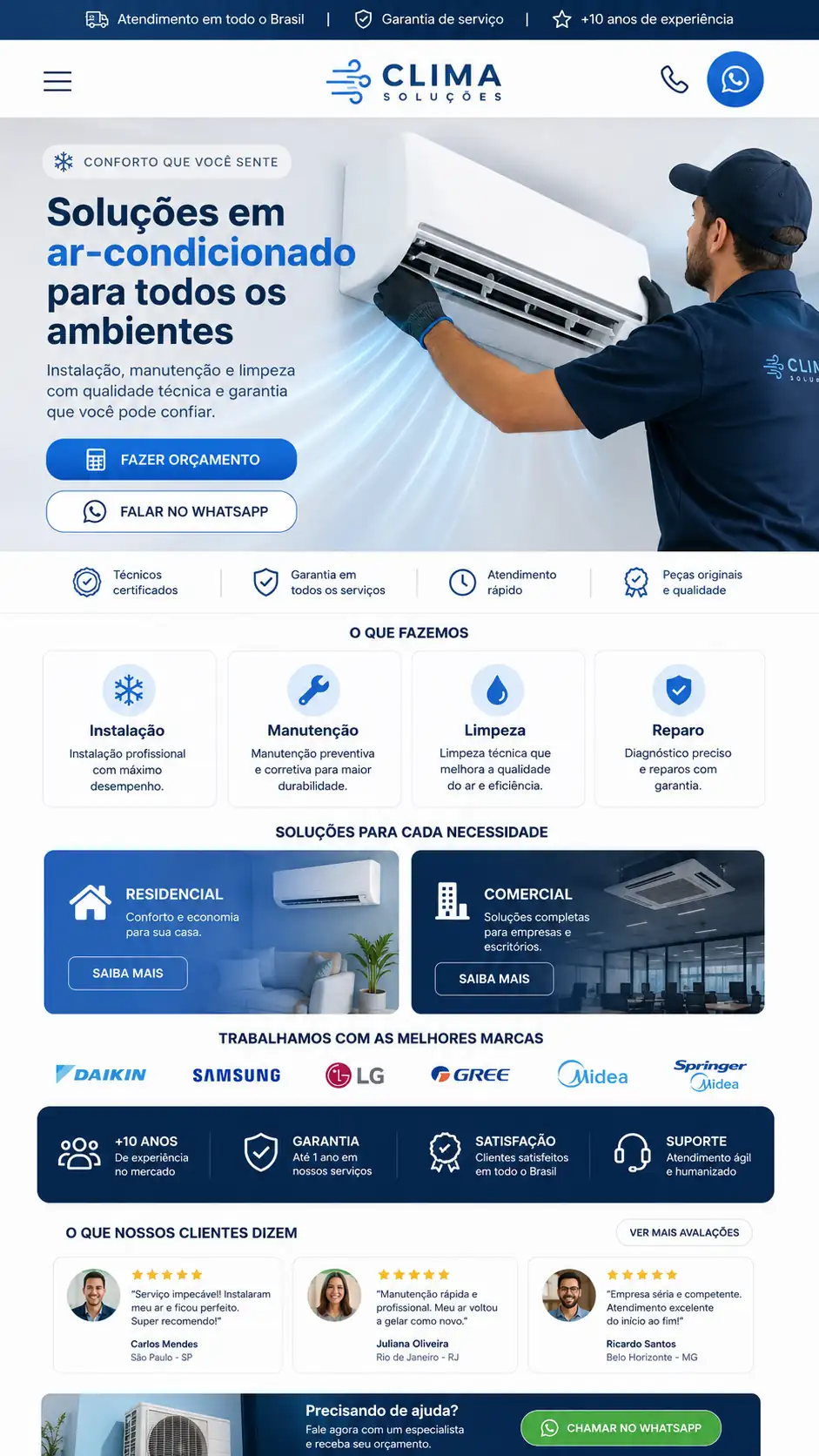 Criação de site para Empresa de Climatização
