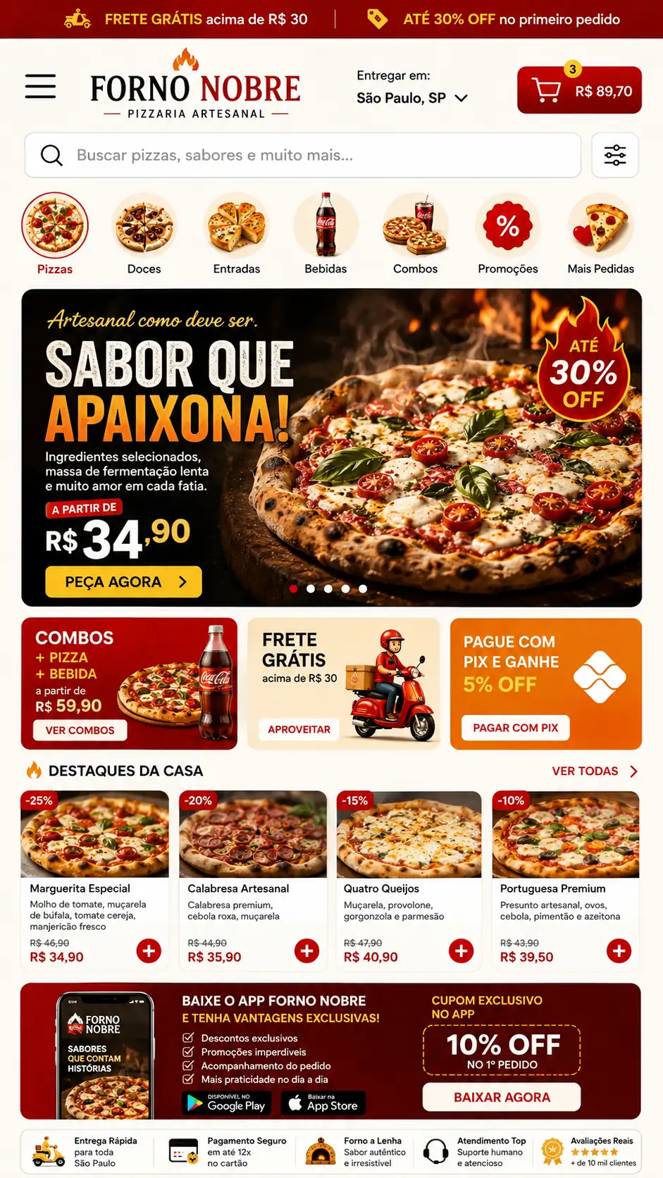 Criação de site para Pizzaria Artesanal