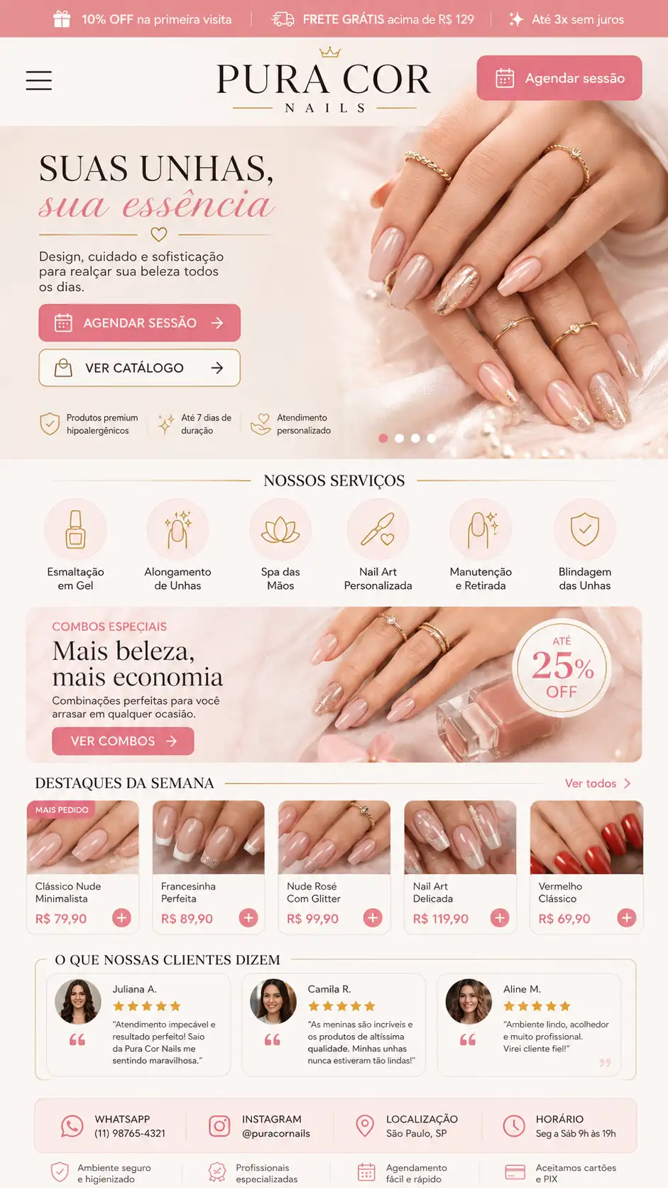 Criação de site para Manicure e Nail Designer