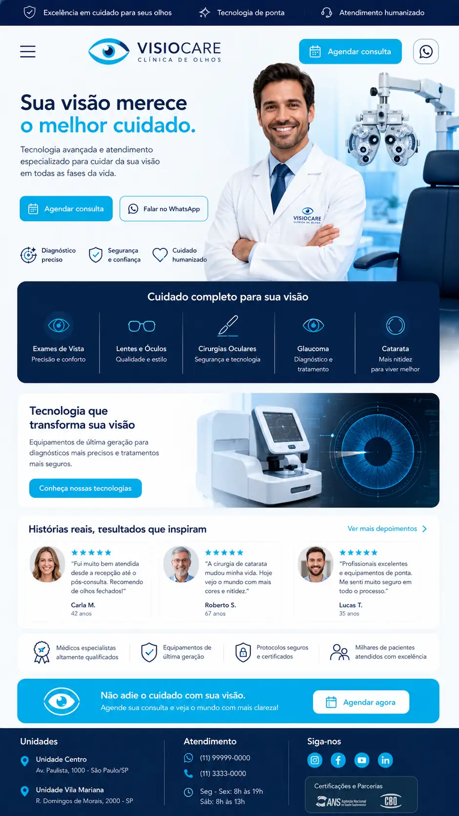 Clínica Oftalmológica Criação de Site e Desenvolvimento de Site