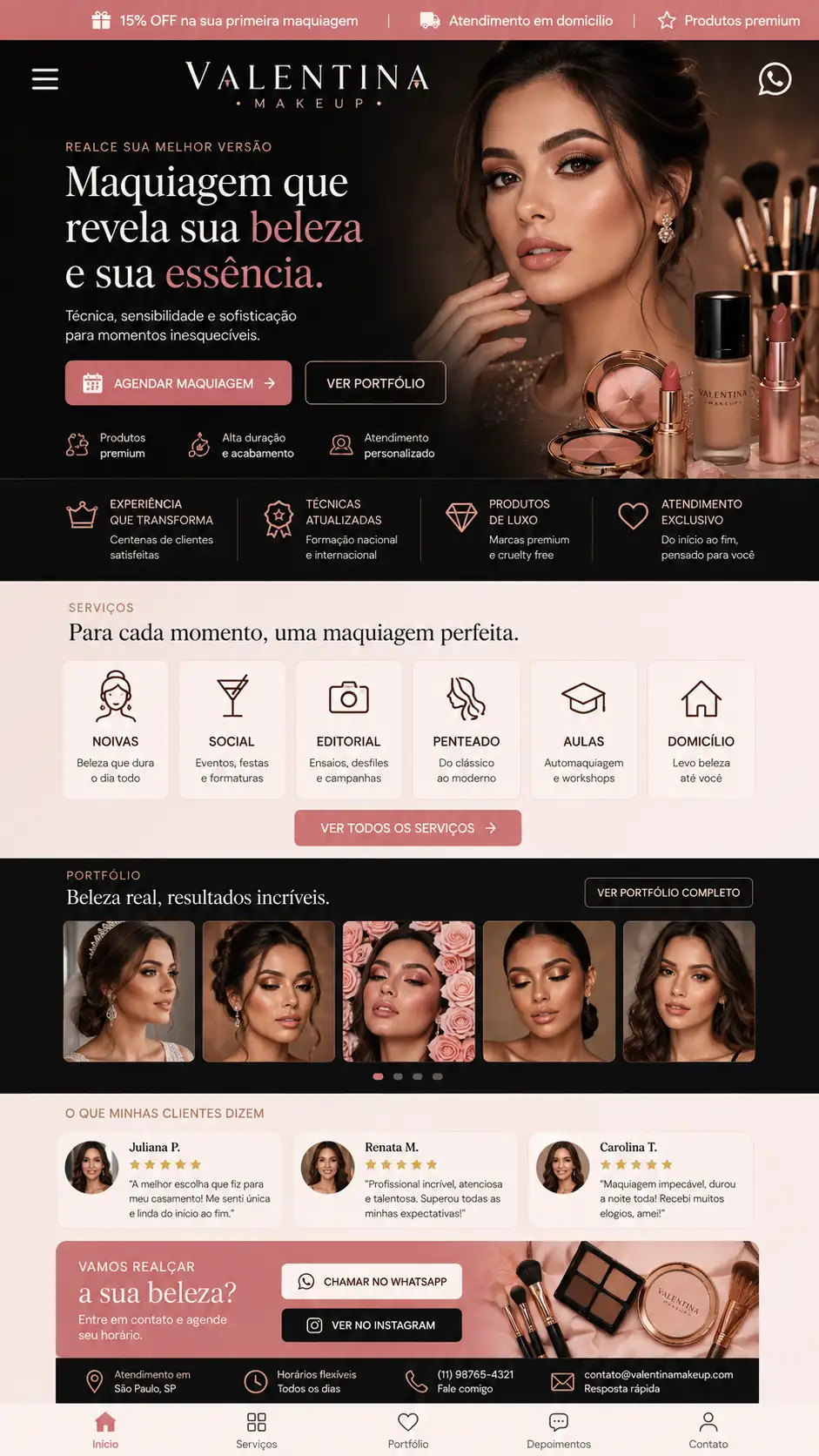 Criação de site para Maquiadora Profissional
