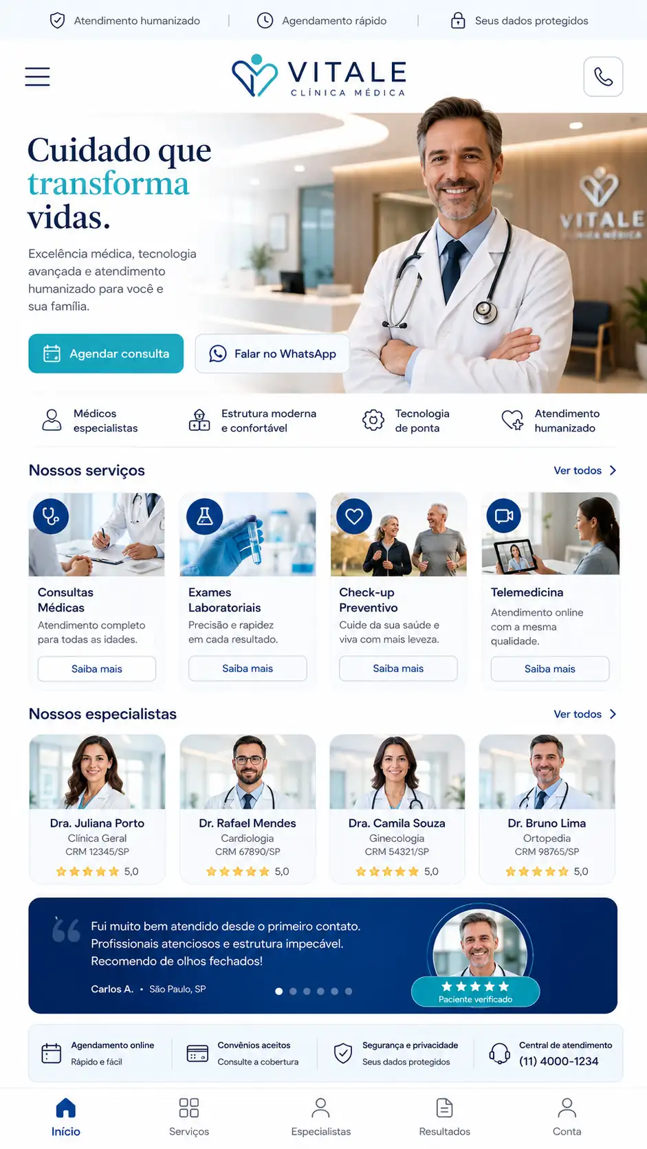 Criação de site para Centro Médico