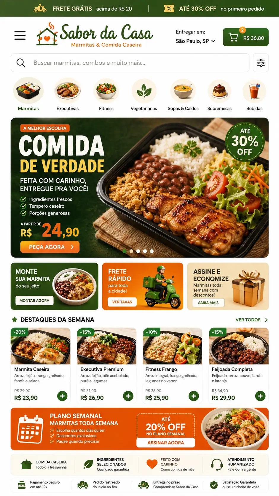 Criação de site para Marmitaria