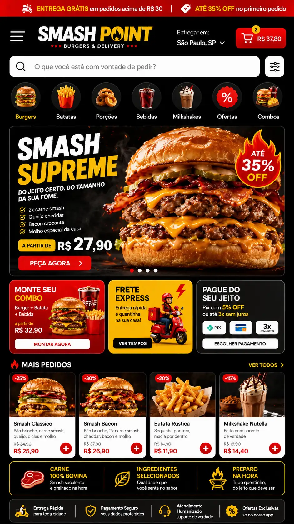 Criação de site para Hamburgueria Smash