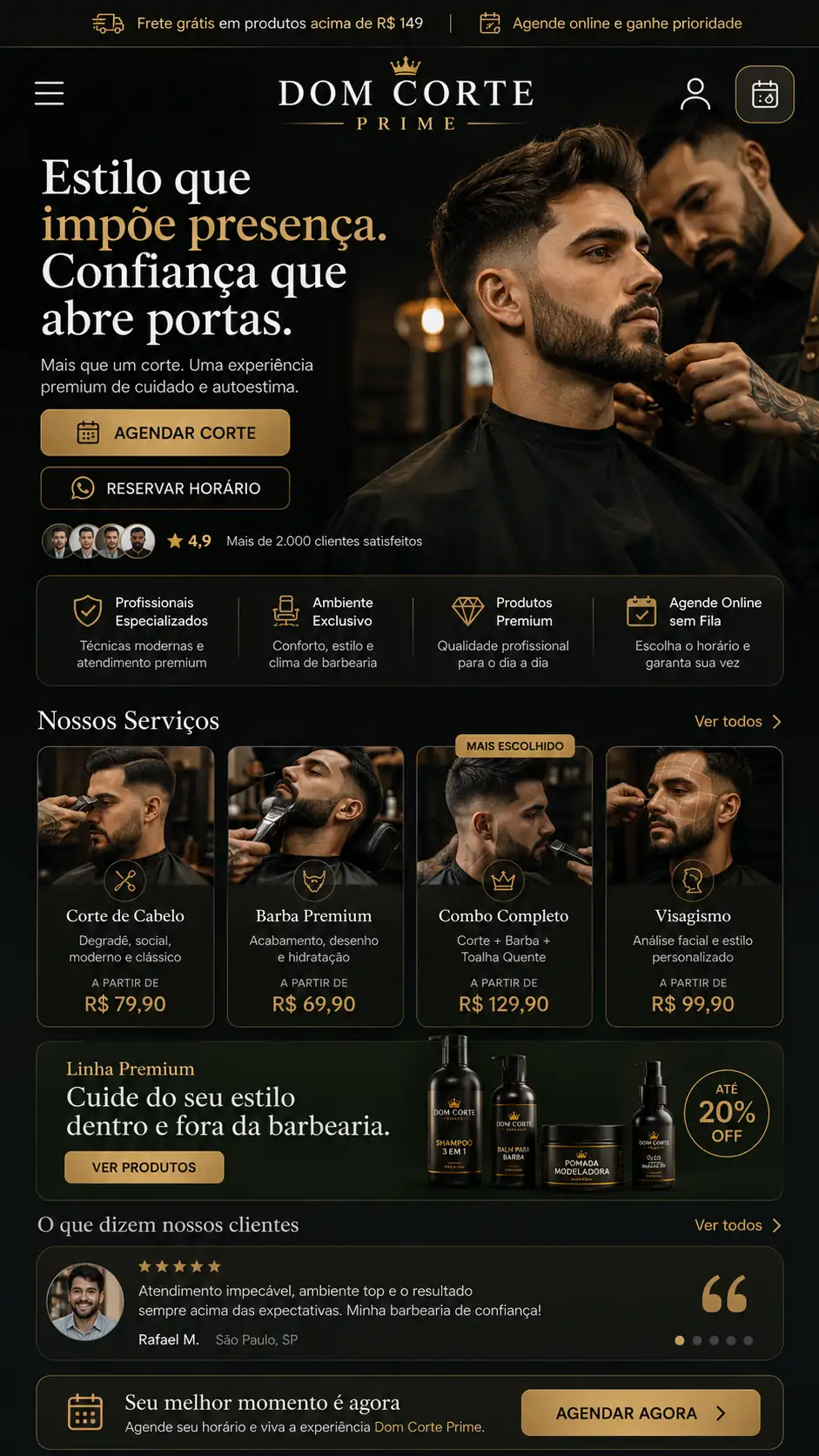 Criação de site para Barbearia Premium