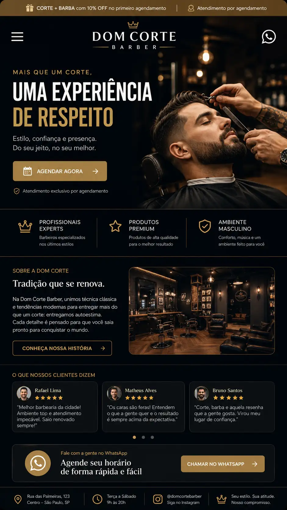 Criação de site para Barbearia Clássica
