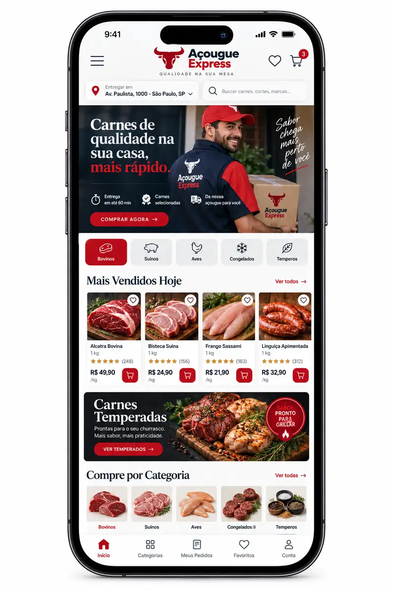 Suporte para site de açougue para churrasco