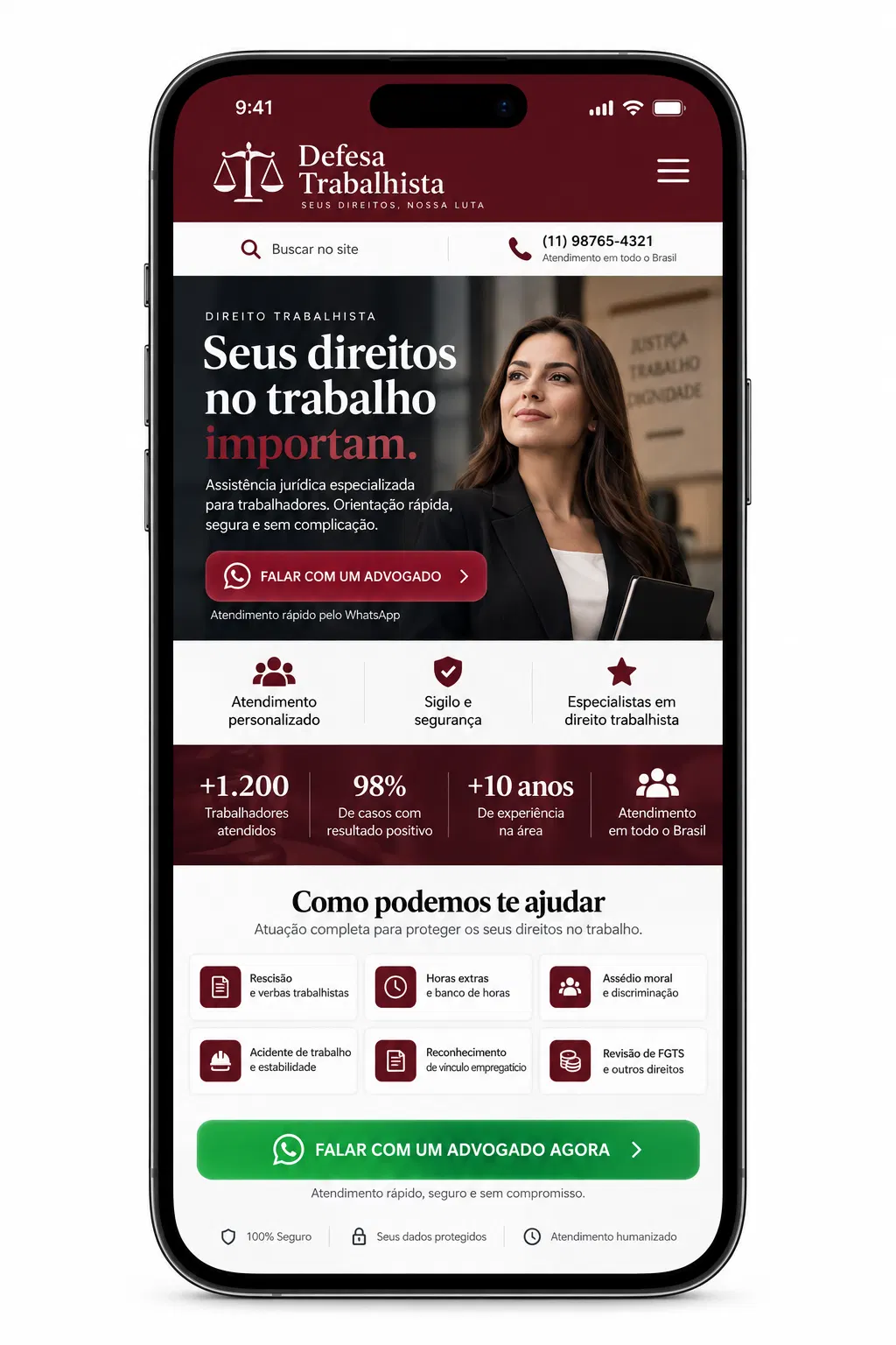 Suporte para site de advogado trabalhista