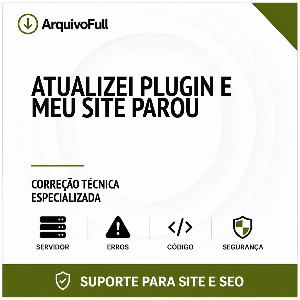 Suporte profissional para atualizei Plugin e Meu Site Parou