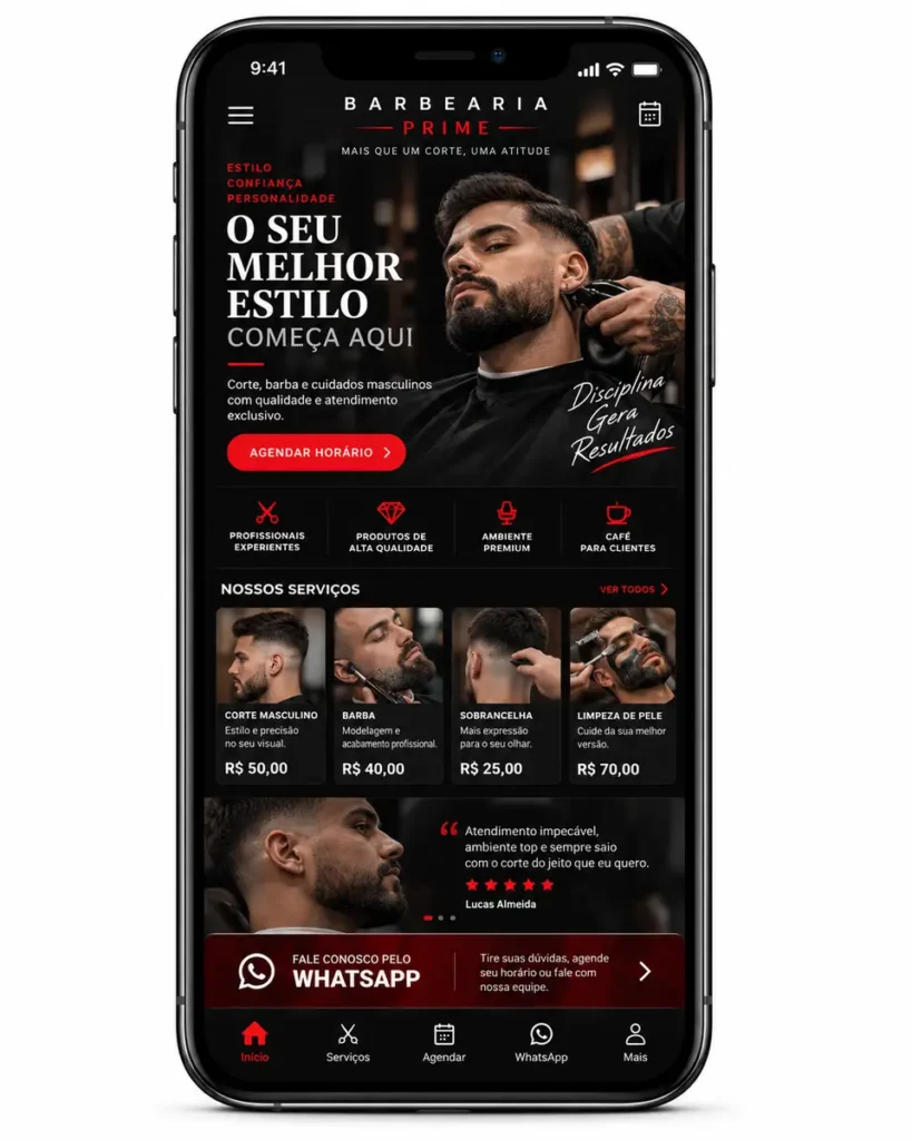 Criação de site para Barbearia Vitrine Premium