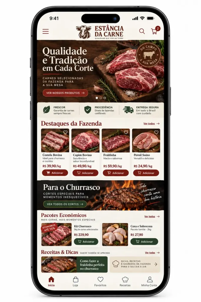 Criação de site para Casa de Carnes e Churrasco