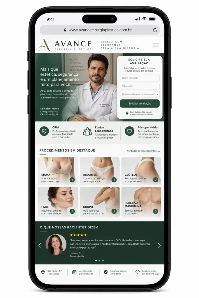 Criação de site para Cirurgia Plástica Estética Avançada