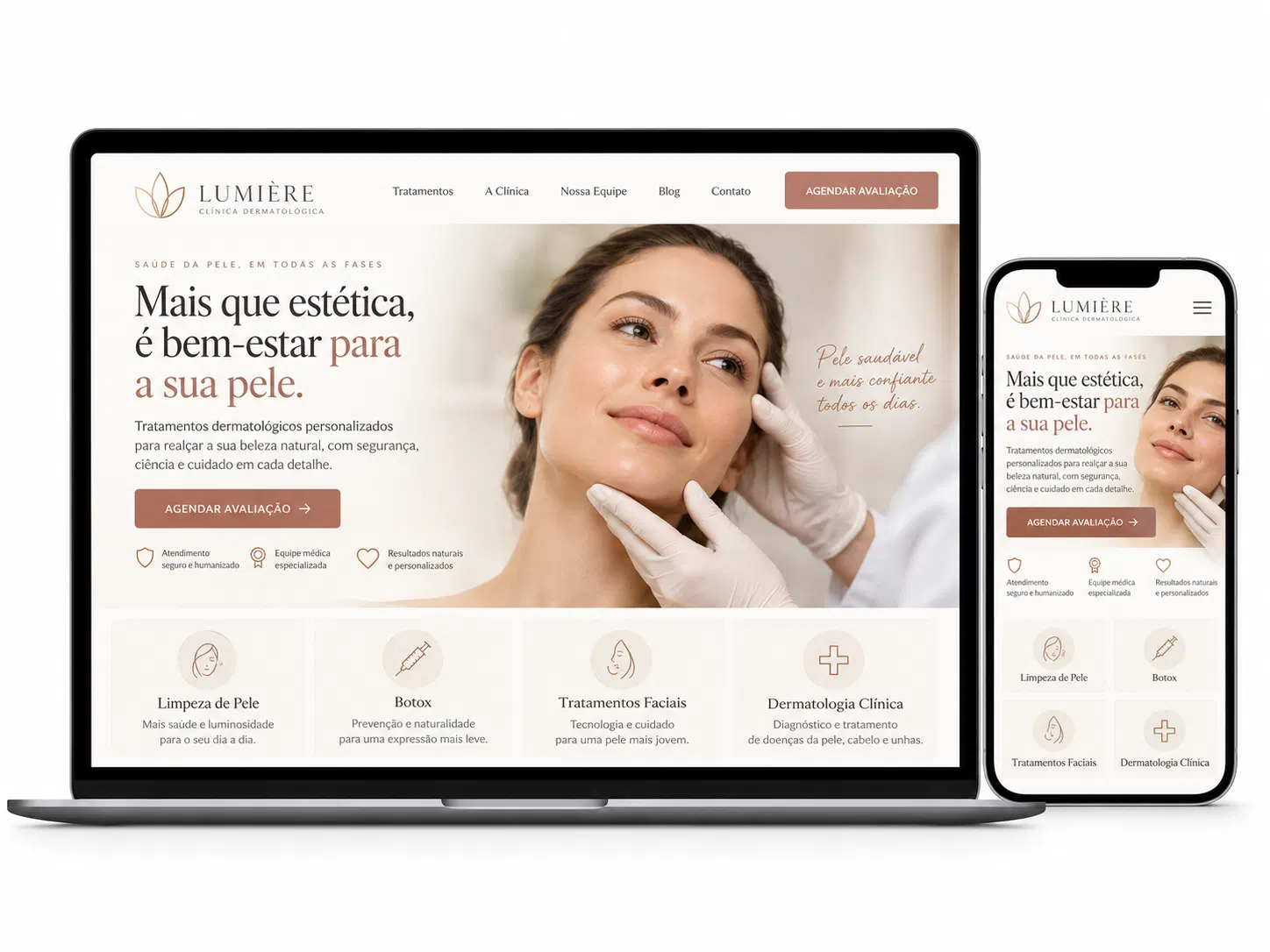 Clínica Dermatológica Criação de Site Profissional e Desenvolvimento de Site