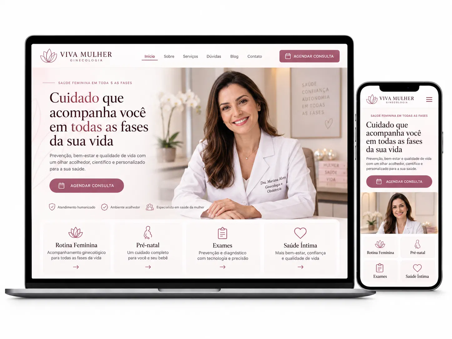 Clínica Ginecológica Criação de Site Profissional e Desenvolvimento de Site