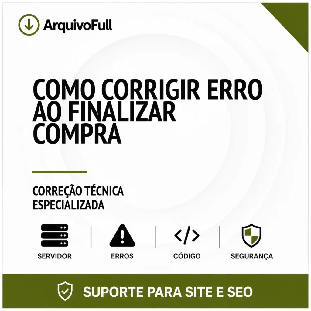 Suporte profissional para corrigir Erro ao Finalizar Compra