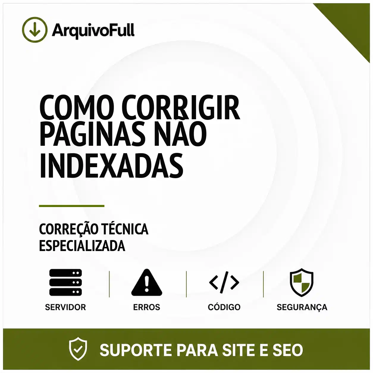 Suporte profissional para corrigir Páginas Não Indexadas