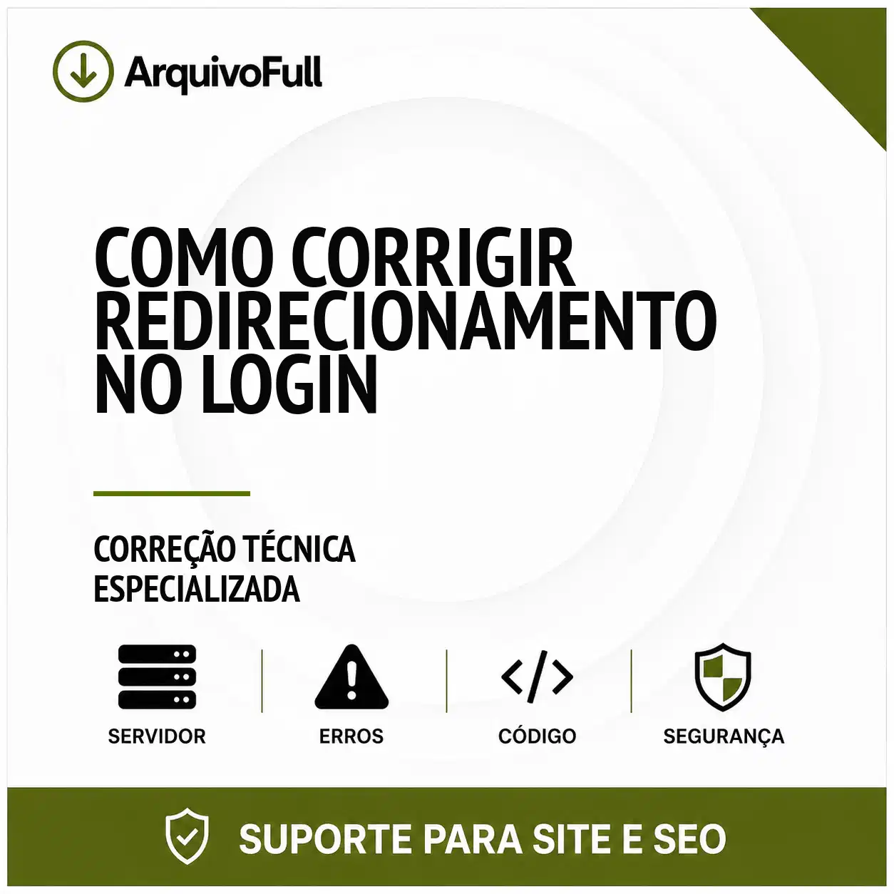 Suporte profissional para corrigir Redirecionamento no Login