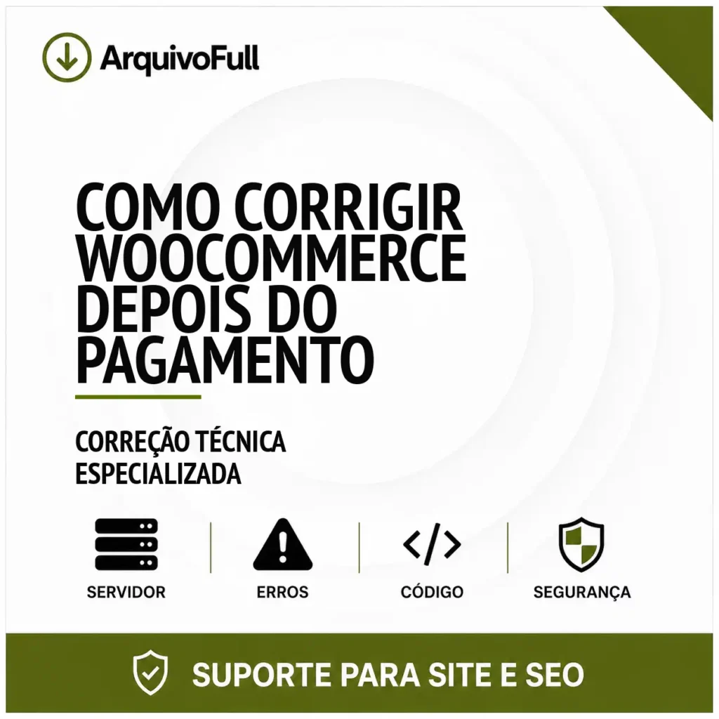 Suporte profissional para corrigir WooCommerce Depois do Pagamento