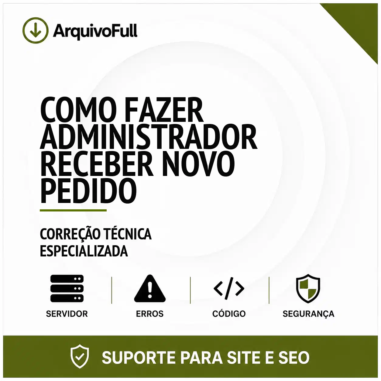 Suporte profissional para fazer Administrador Receber Novo Pedido