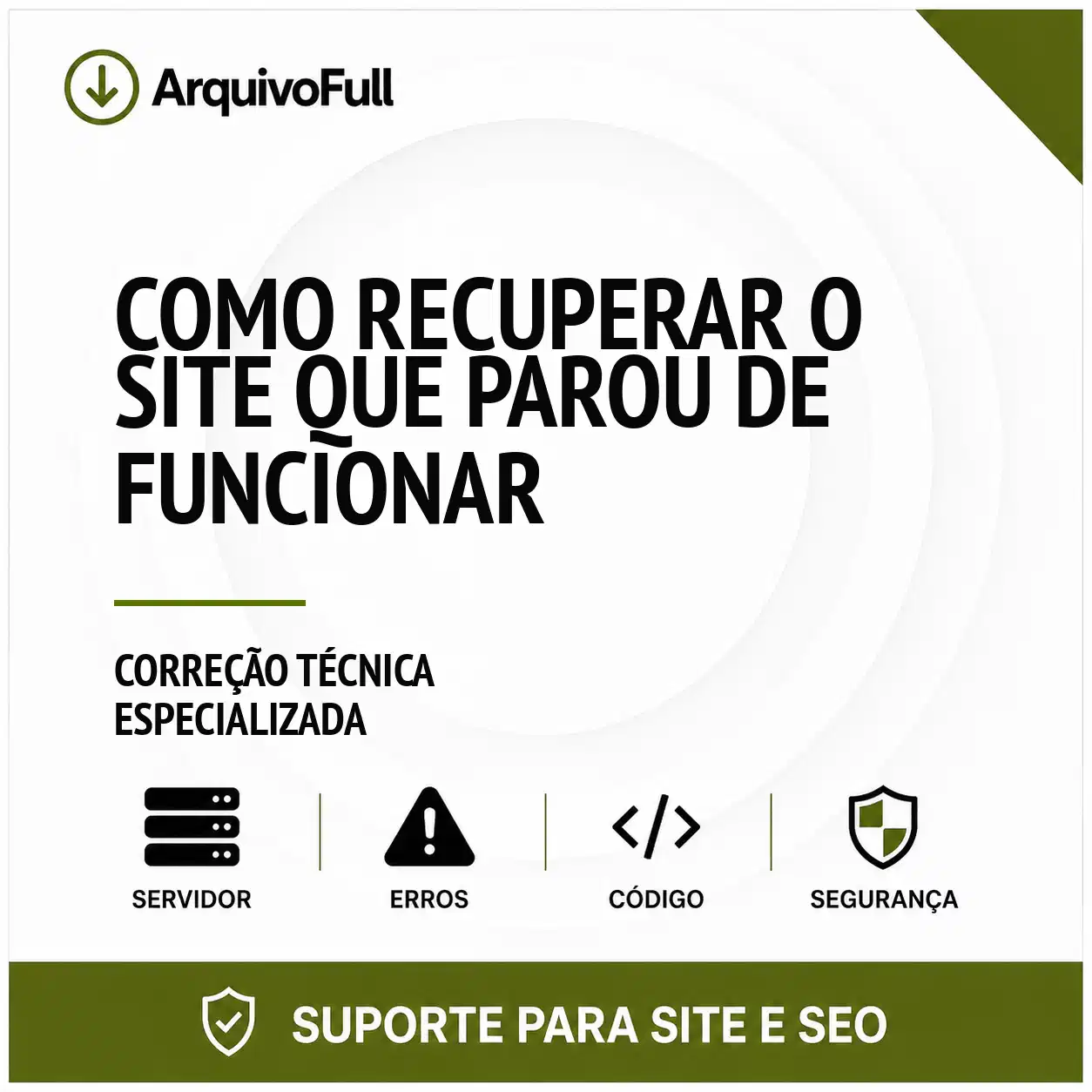 Suporte profissional para recuperar o Site que Parou de Funcionar