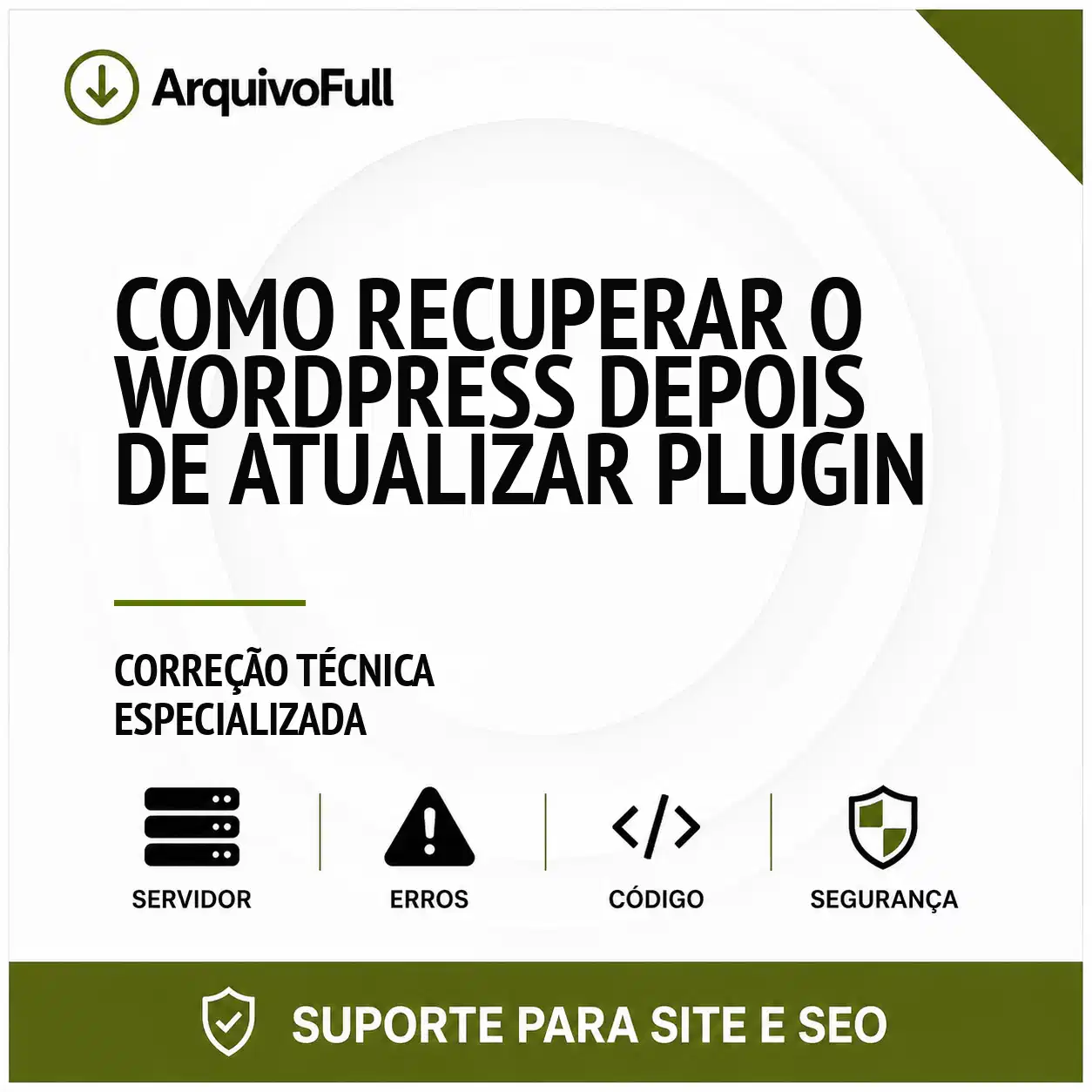 Suporte profissional para recuperar o WordPress Depois de Atualizar Plugin