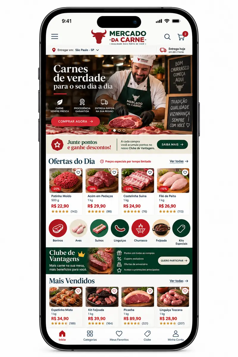 Suporte para site de delivery de carnes