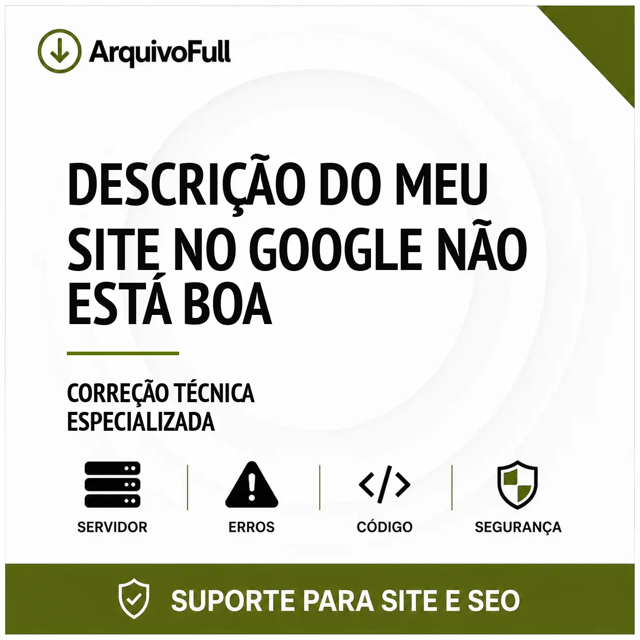 Suporte profissional para descrição do Meu Site no Google Não Está Boa