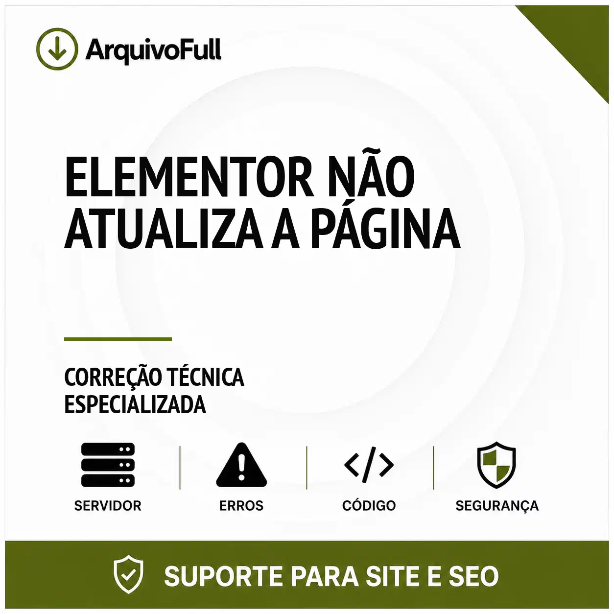 Suporte profissional para elementor Não Atualiza a Página
