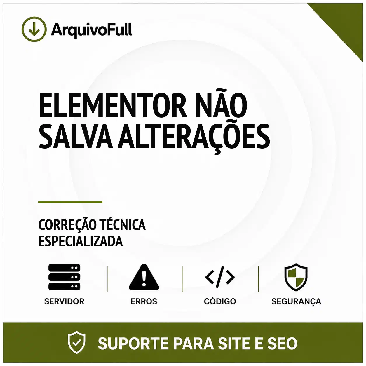 Suporte profissional para elementor Não Salva Alterações
