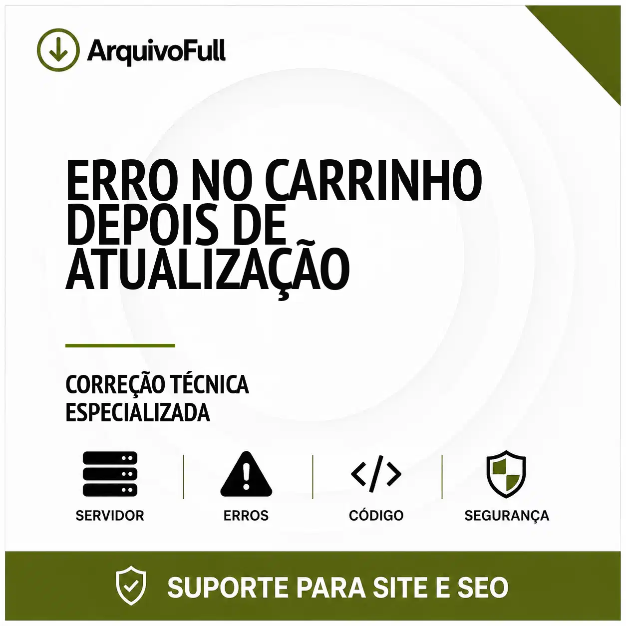 Suporte profissional para erro no Carrinho Depois de Atualização