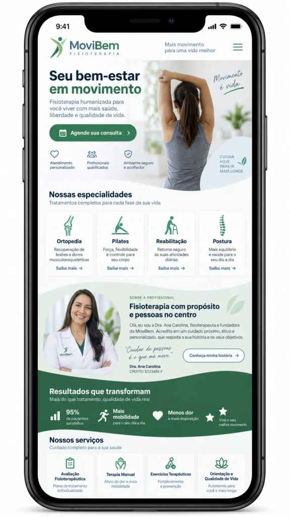 Criação de site para Fisioterapia Reabilitação Funcional