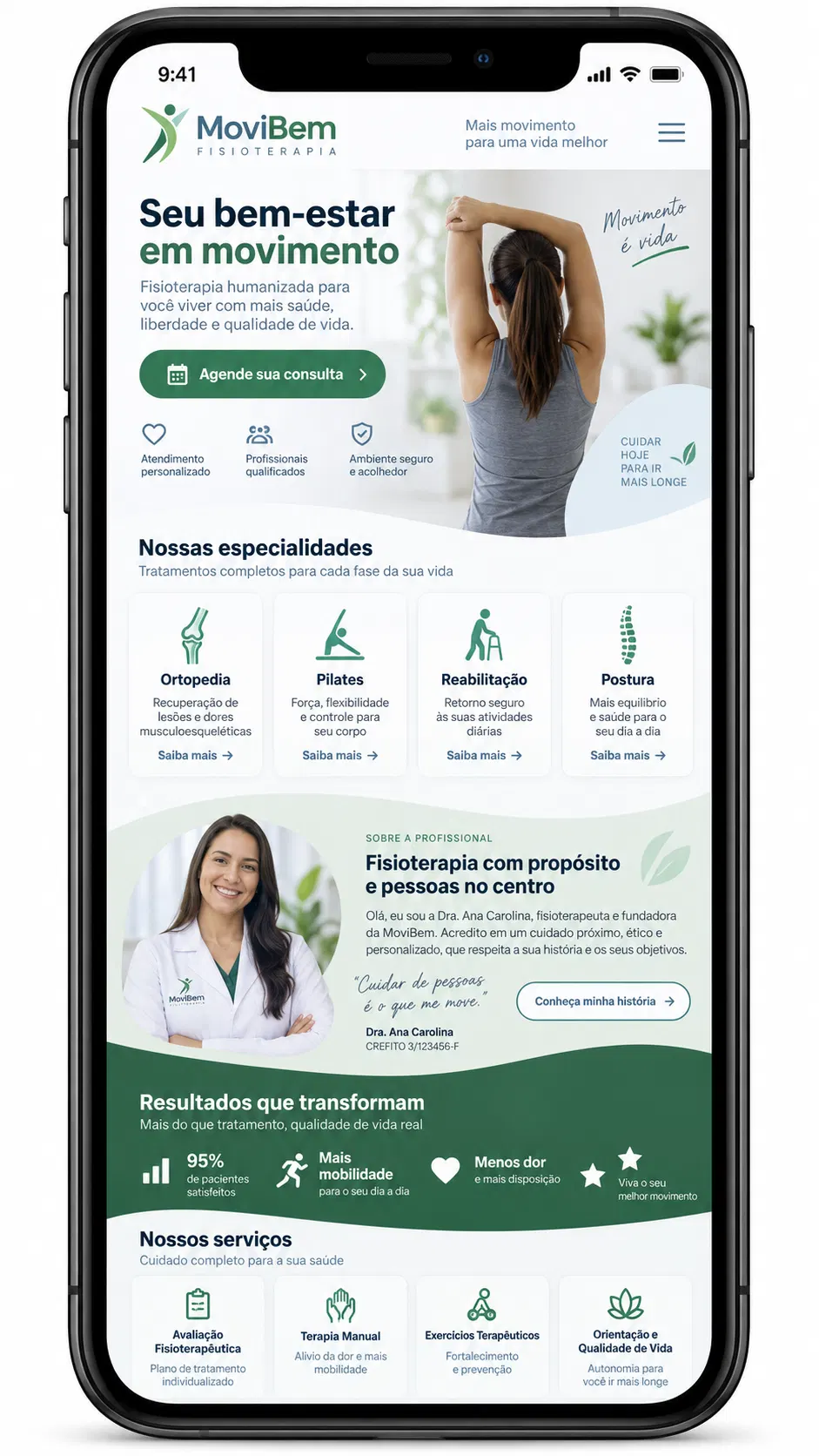 Atualização de site para fisioterapia reabilitação funcional