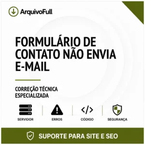Suporte profissional para formulário de Contato Não Envia e-mail