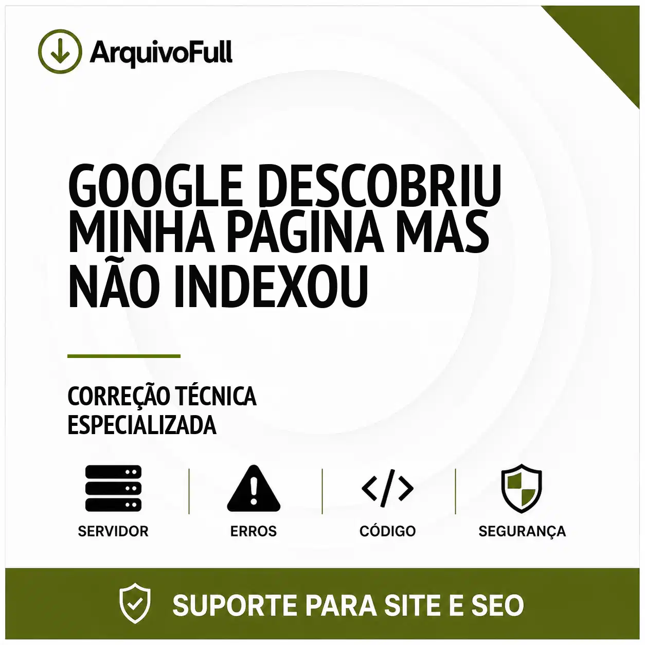 Suporte profissional para google Descobriu Minha Página Mas Não Indexou