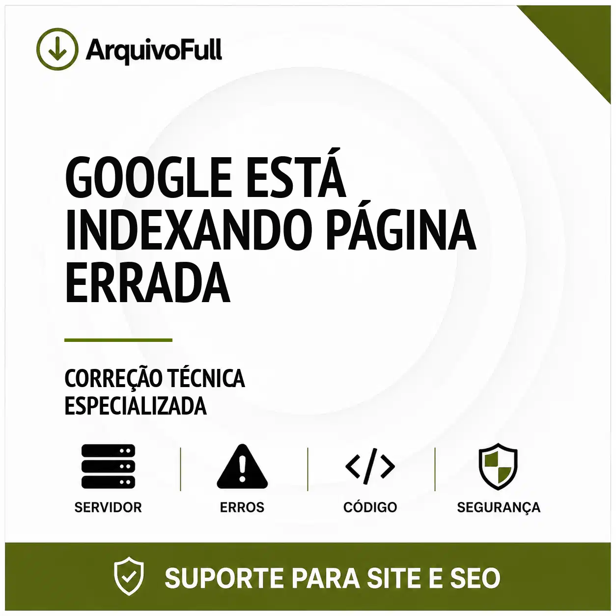 Suporte profissional para google Está Indexando Página Errada