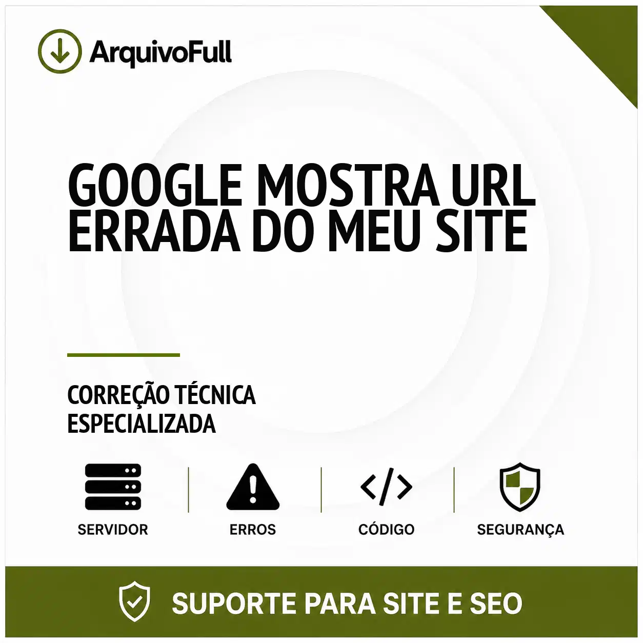 Suporte profissional para google Mostra URL Errada do Meu Site