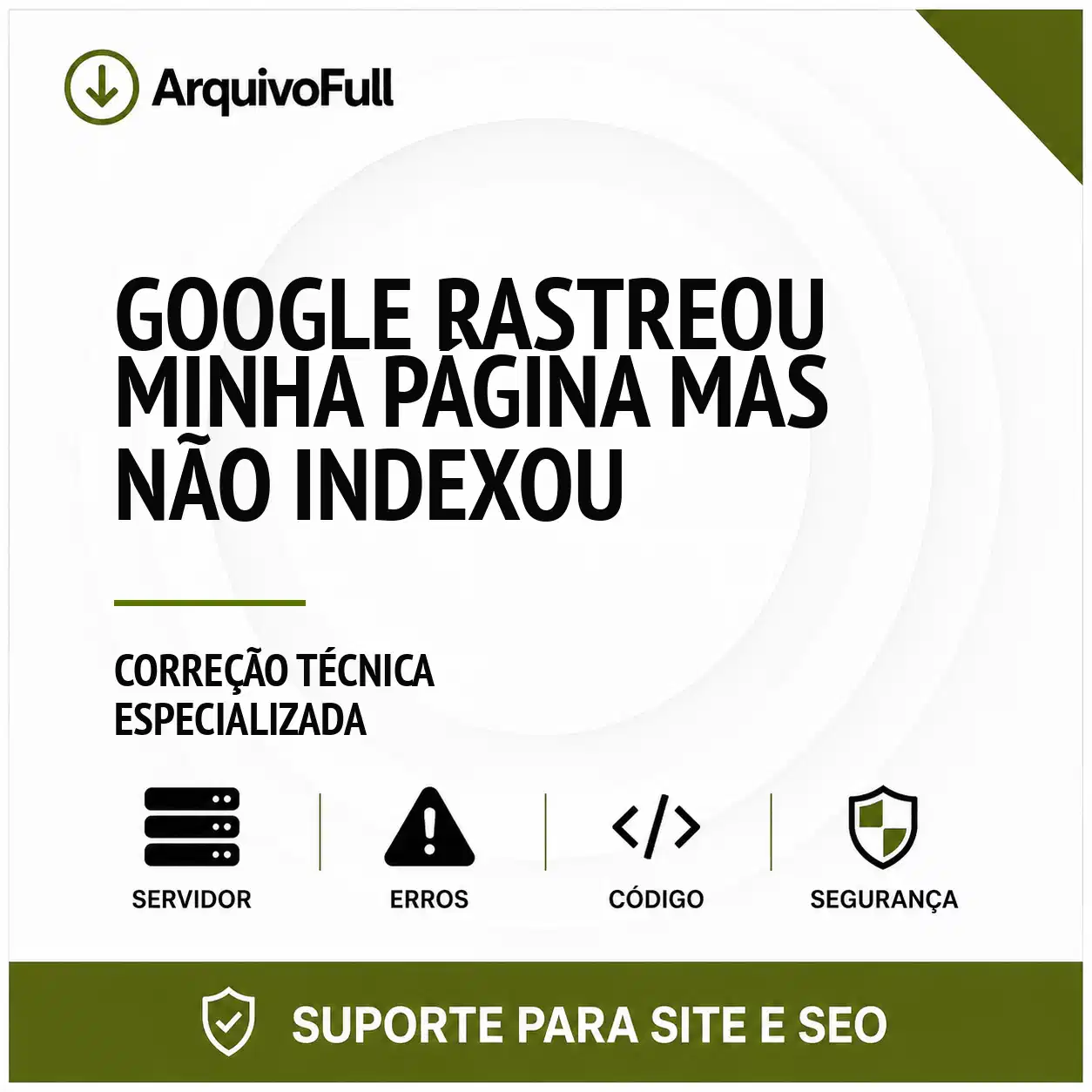 Suporte profissional para google Rastreou Minha Página Mas Não Indexou
