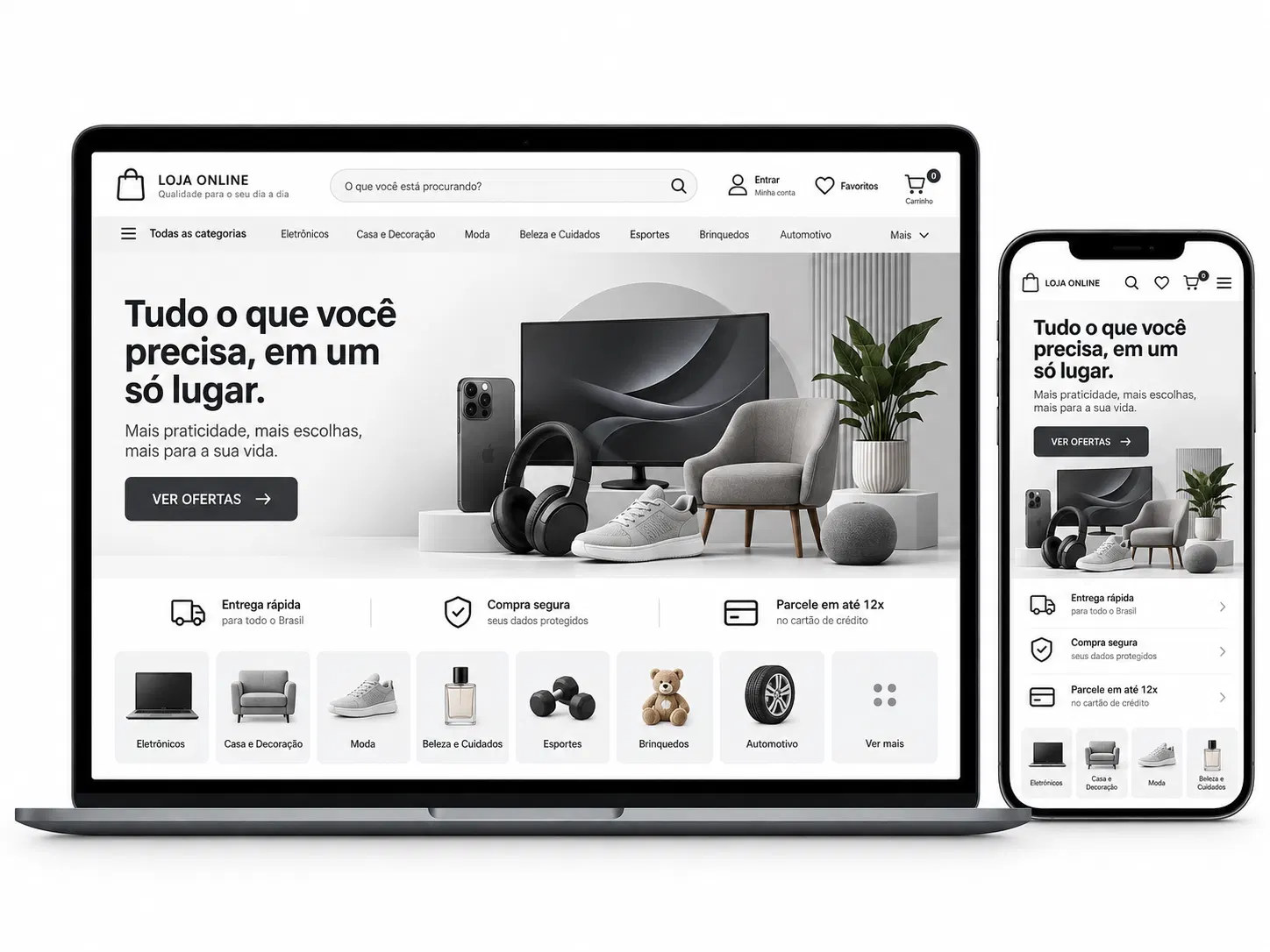 Administração de site para e-commerce