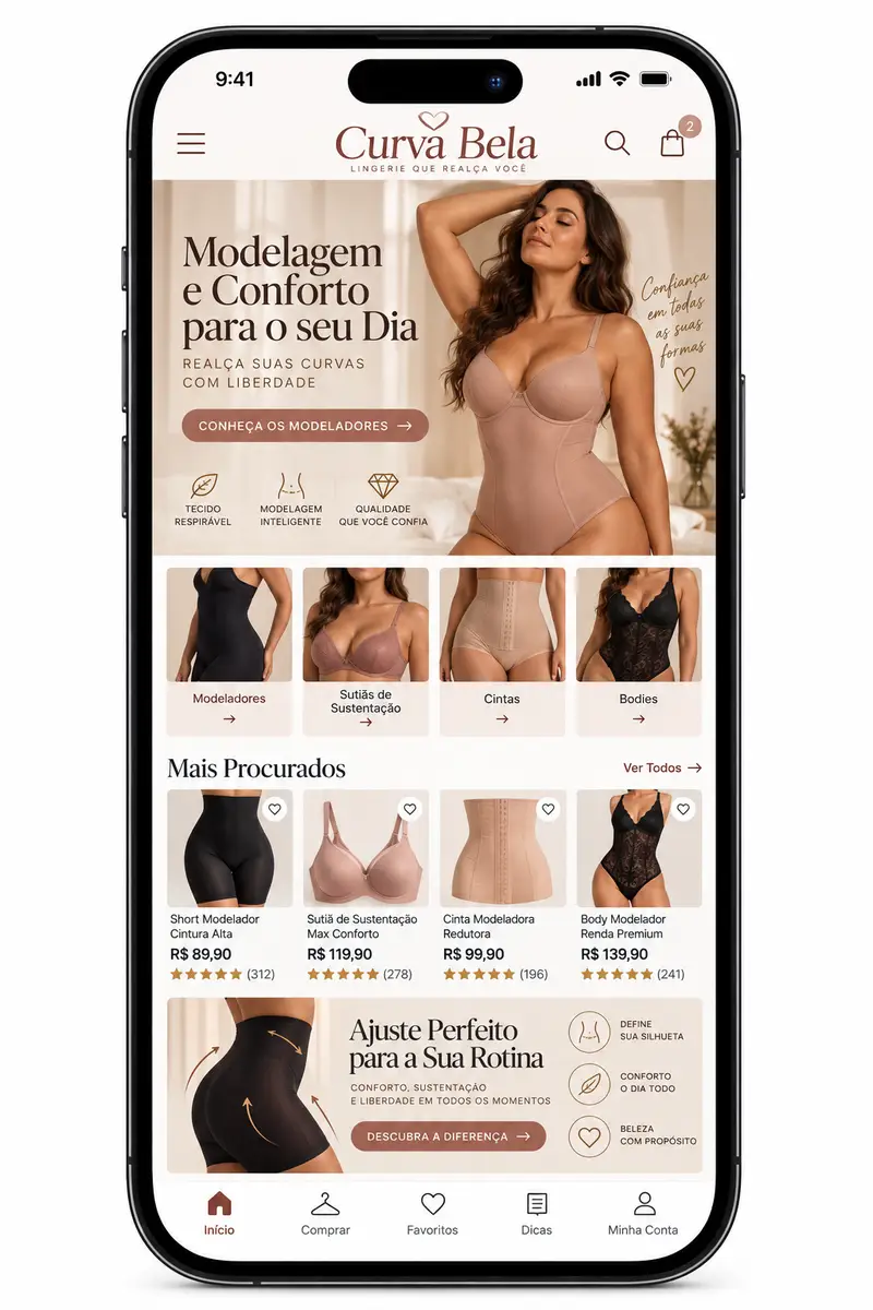 Suporte para site de loja de conjuntos de lingerie