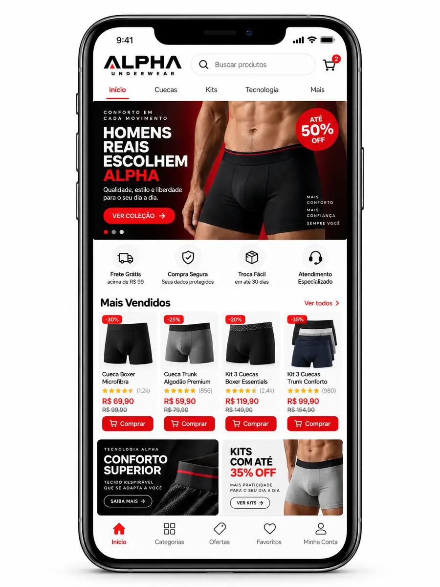 Loja de Cuecas Masculinas Desenvolvimento de Site e Criação de Site