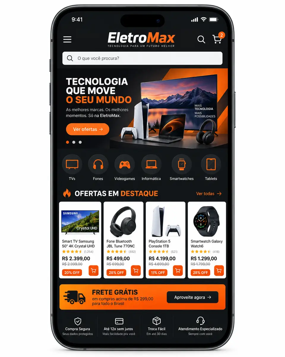 Loja de Eletrônicos Site Profissional Criação de Site e Desenvolvimento Web