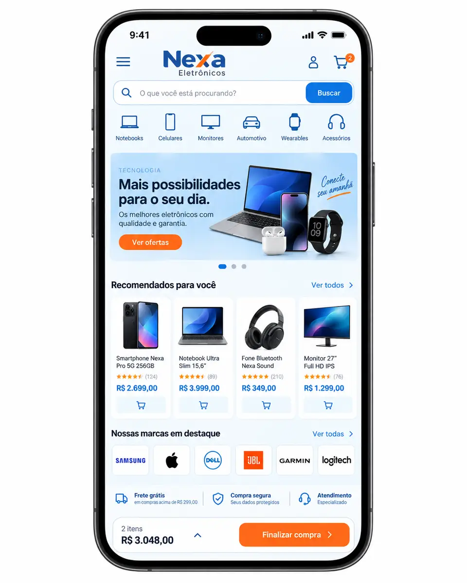 Criação de site para Loja de Eletrônicos com Vitrine Online