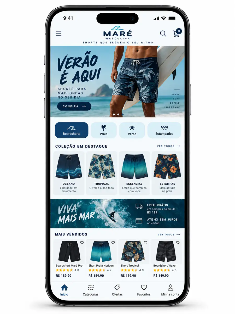 Criação de site para Loja de Moda Praia Masculina