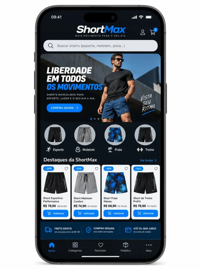 Loja de Shorts Masculinos Site Profissional Criação de Site e Desenvolvimento Web
