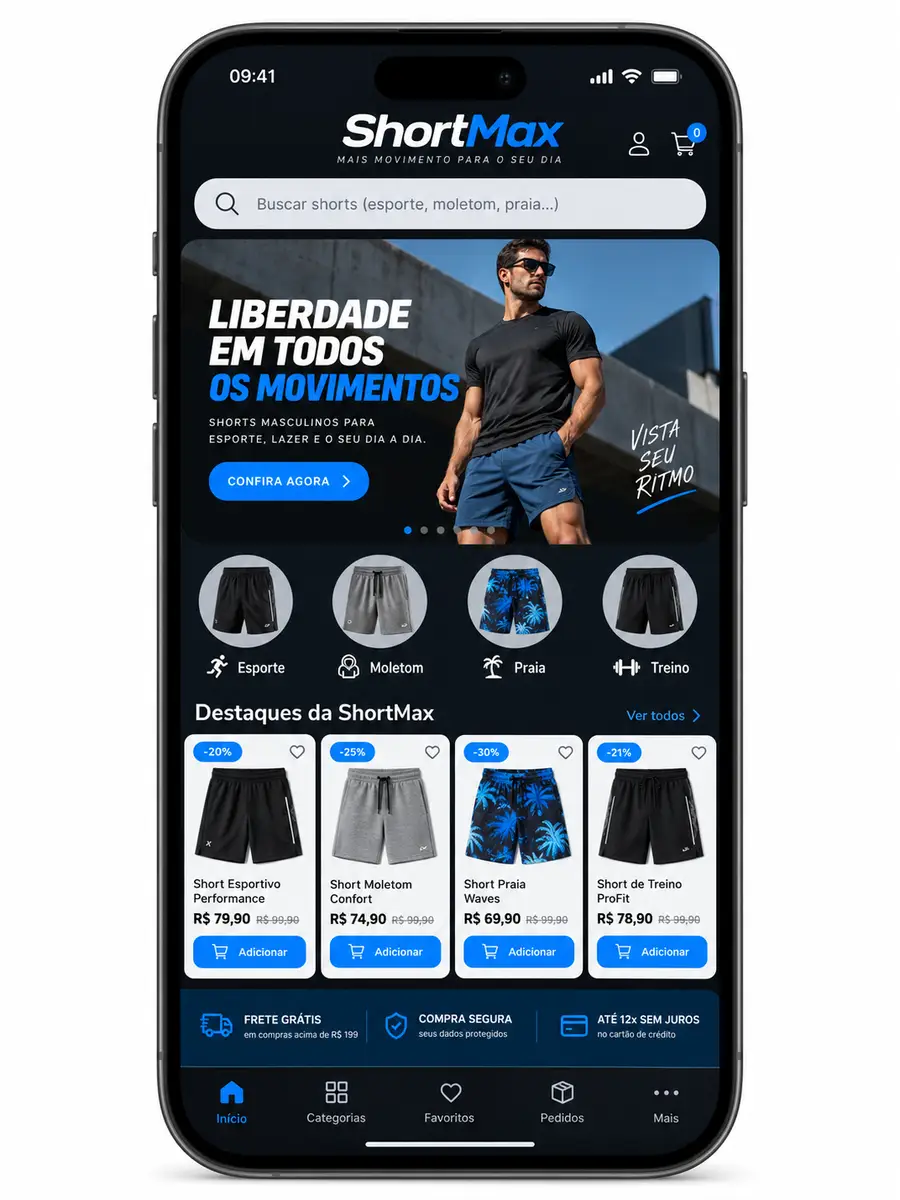 Loja de Shorts Masculinos Site Profissional Criação de Site e Desenvolvimento Web