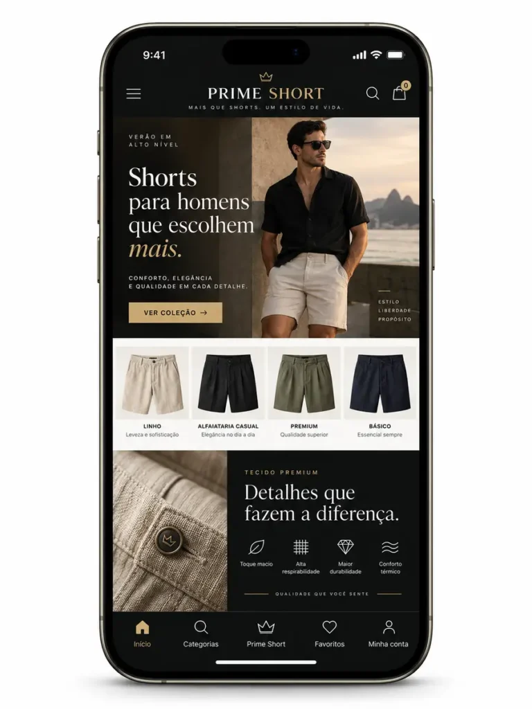 Loja De Shorts Masculinos Criação de Site para Empresas e Desenvolvimento Web