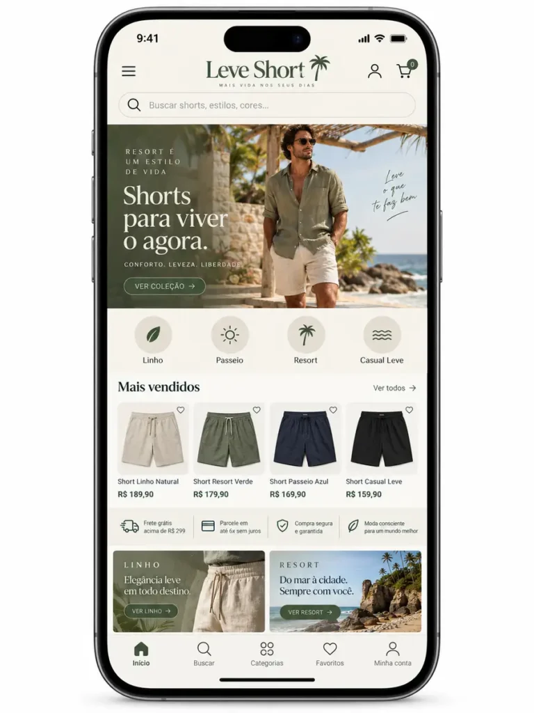 Criação de site para Loja de Shorts Masculinos Online