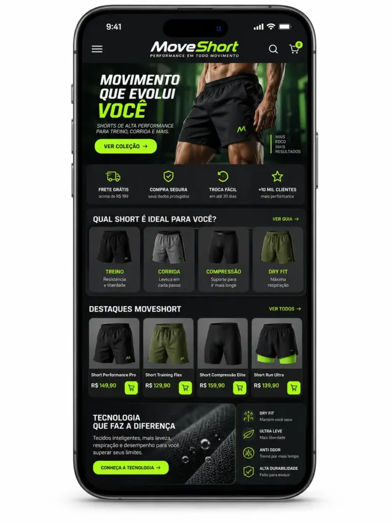Loja de Shorts Masculinos Desenvolvimento de Site e Criação de Site