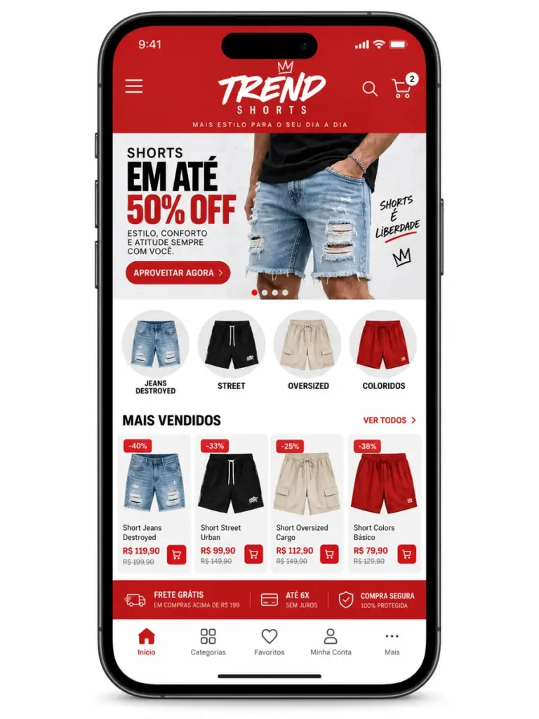 Loja de Shorts Masculinos Criação de Site e Desenvolvimento de Site
